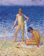 John Peter Russell Boys on the Beach Belle lle oil painting on canvas